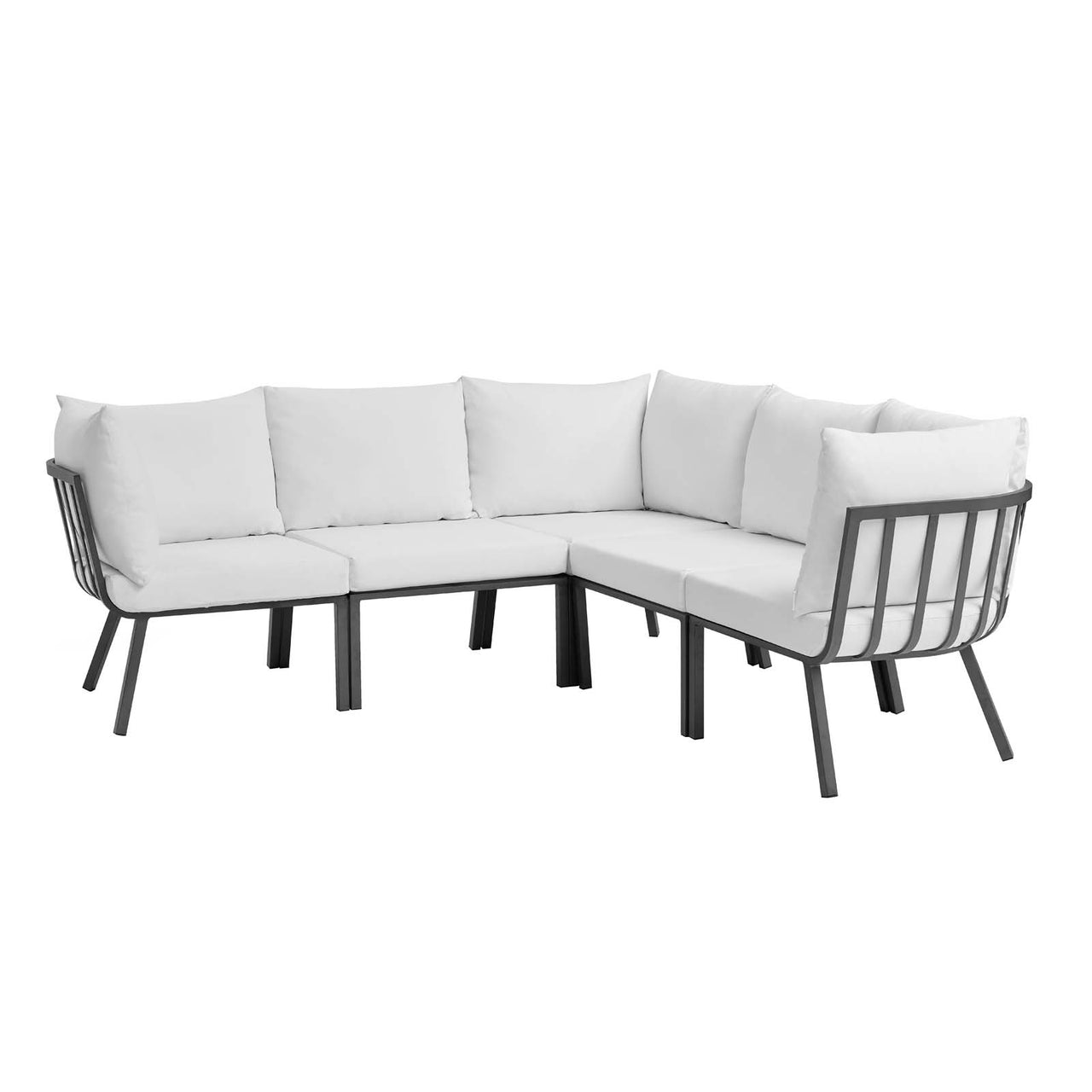 Ocevara 5-Piece Alfresco Sectional, Gray & White