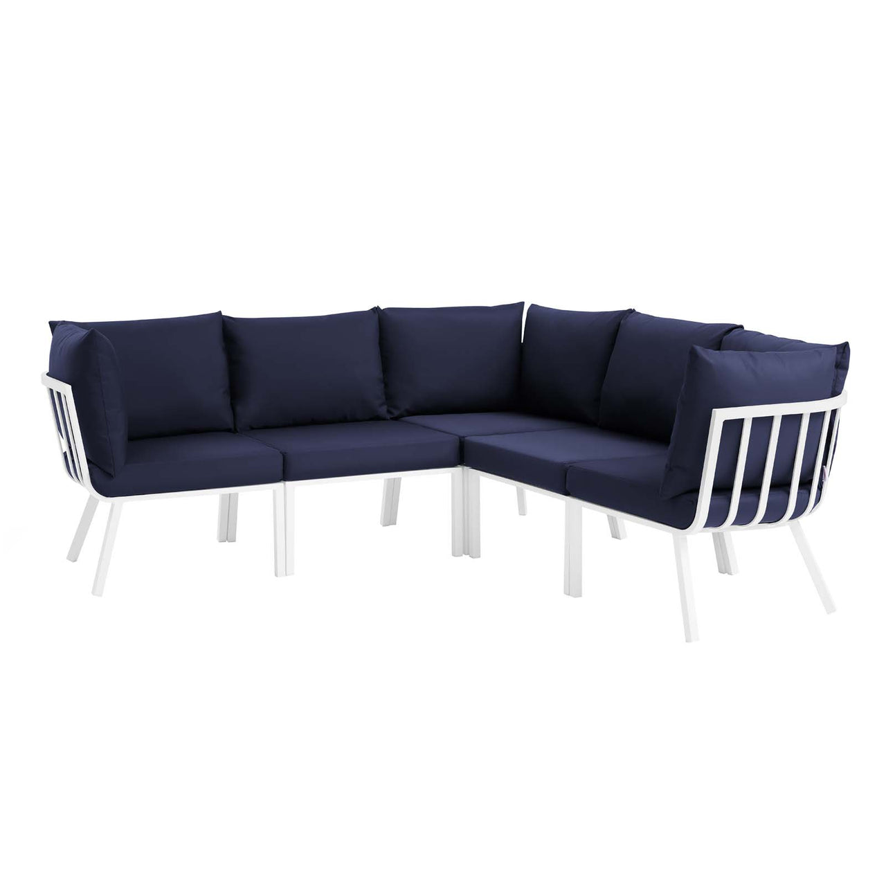 Ocevara 5-Piece Alfresco Sectional, White & Navy