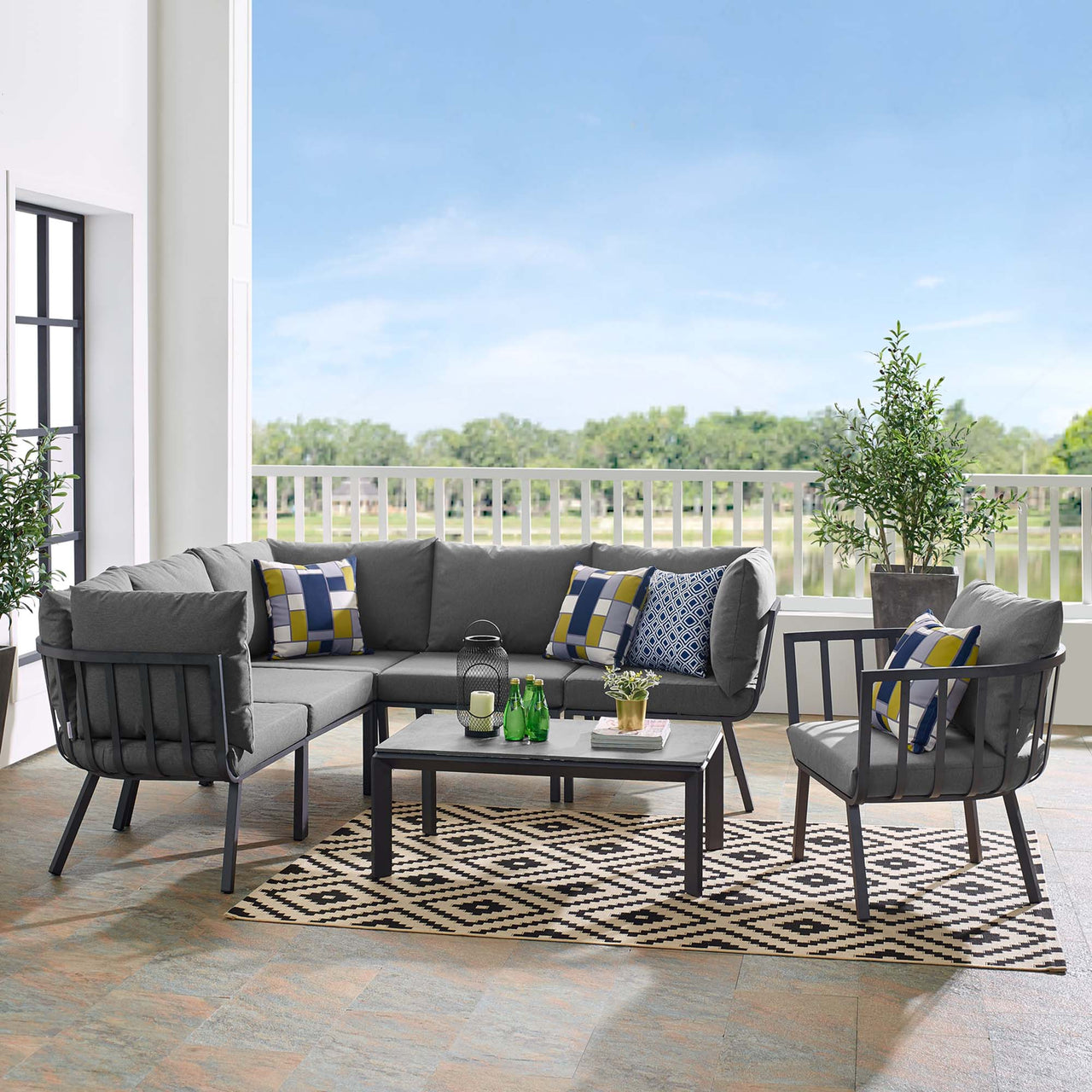 Ocevara 7-Piece Alfresco Lounge Set C, Gray & Charcoal