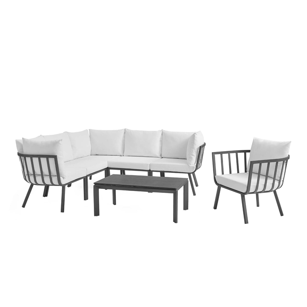 Ocevara 7-Piece Alfresco Lounge Set C, Gray & White