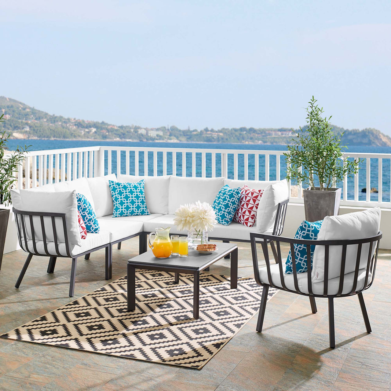 Ocevara 7-Piece Alfresco Lounge Set C, Gray & White
