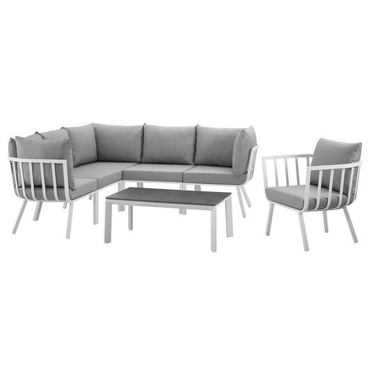 Ocevara 7-Piece Alfresco Lounge Set C, White & Gray