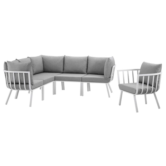 Ocevara 6-Piece Alfresco Lounge Set A, White & Gray