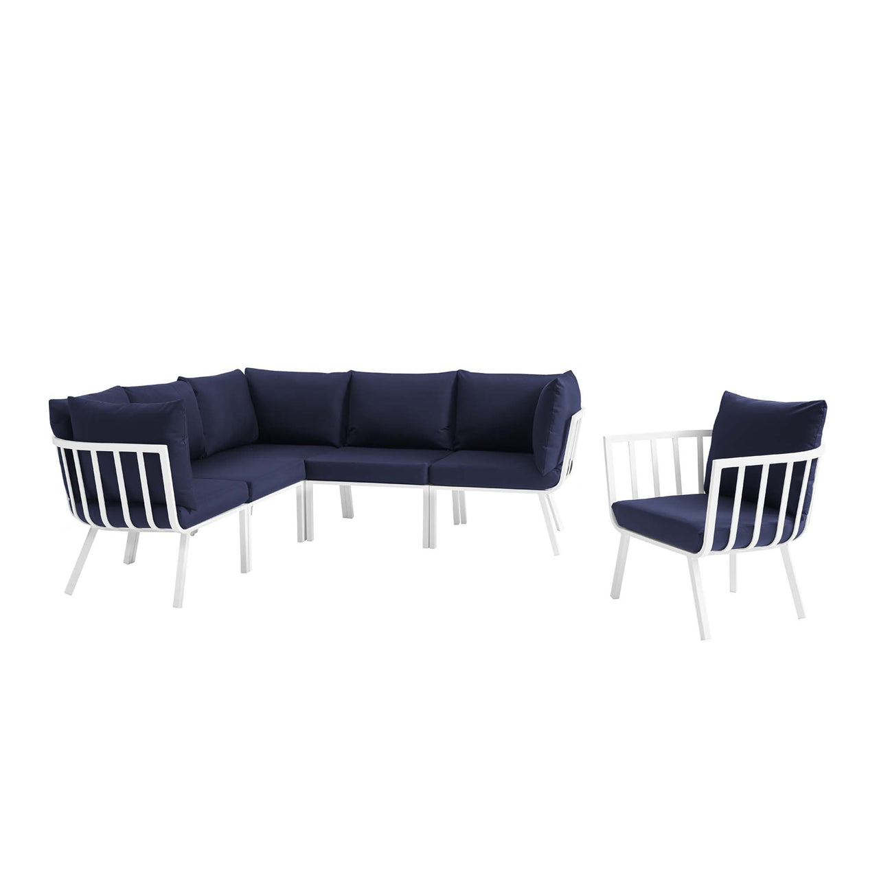 Ocevara 6-Piece Alfresco Lounge Set A, White & Navy
