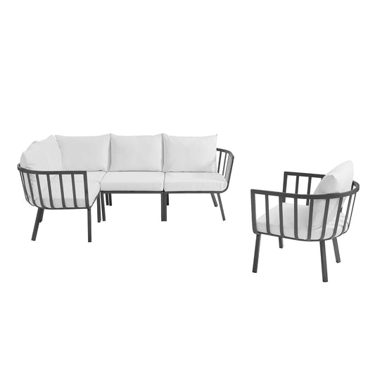 Ocevara 5-Piece Alfresco Lounge Set A, Gray & White