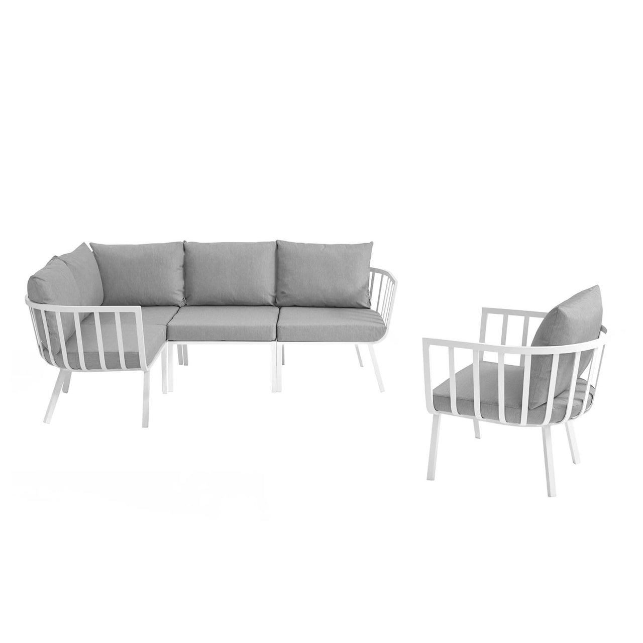 Ocevara 5-Piece Alfresco Lounge Set A, White & Gray
