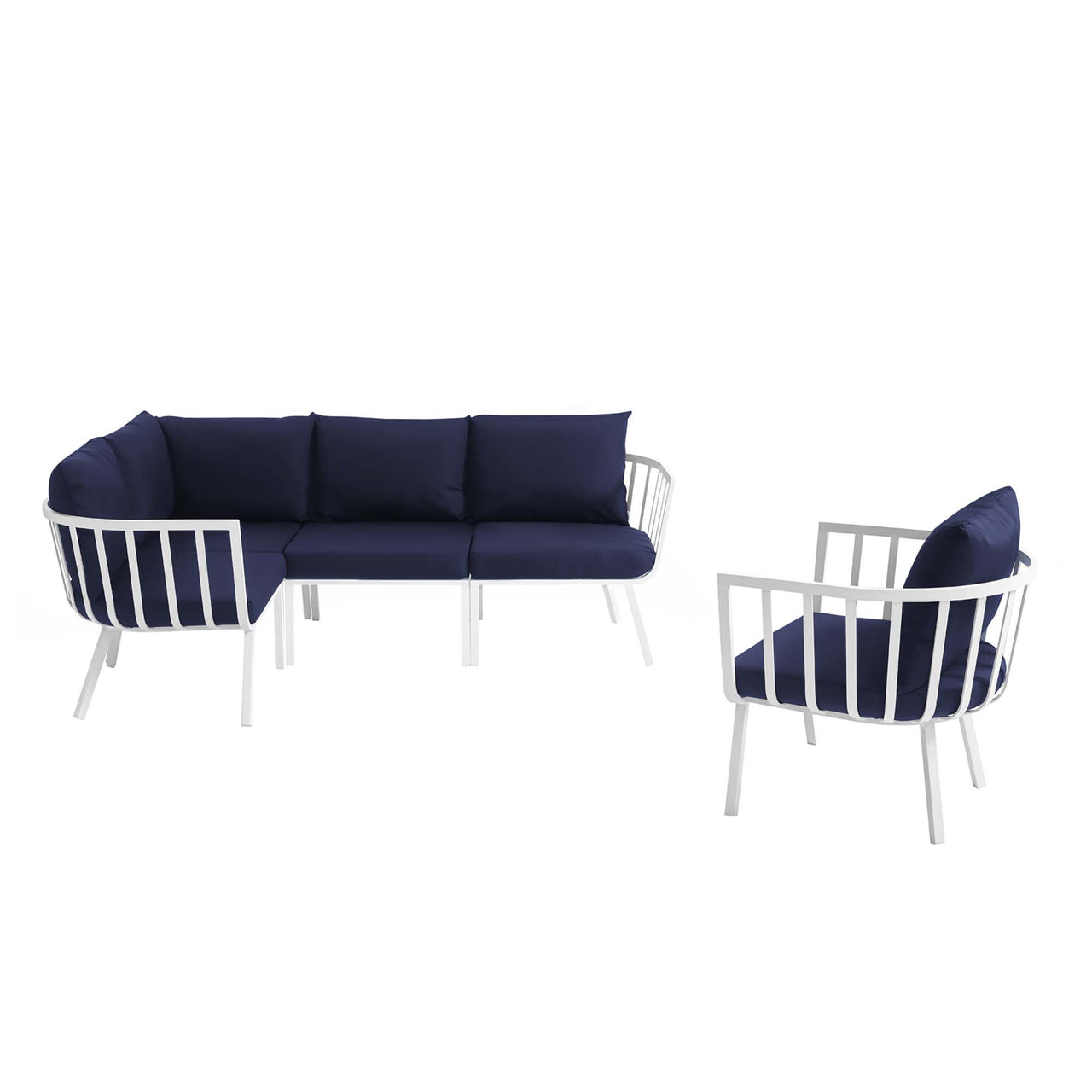 Ocevara 5-Piece Alfresco Lounge Set A, White & Navy