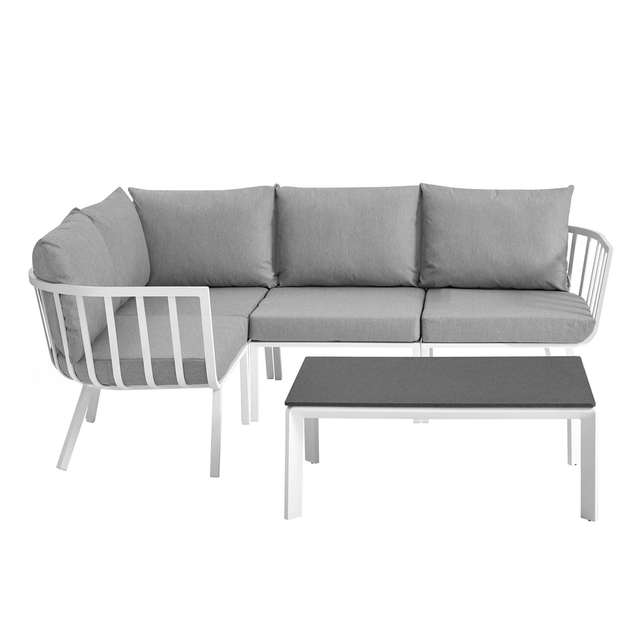 Ocevara 5-Piece Alfresco Lounge Set B, White & Gray