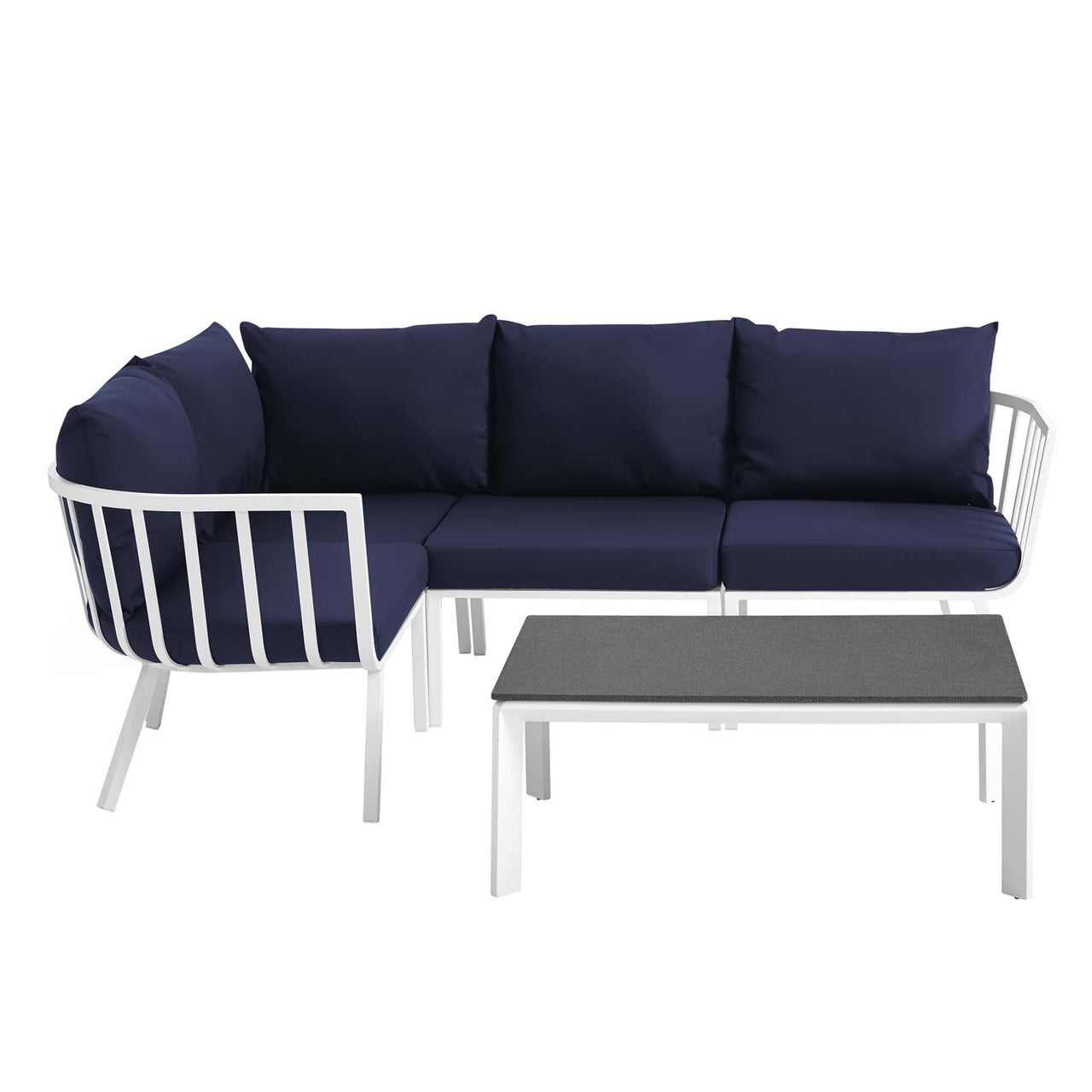 Ocevara 5-Piece Alfresco Lounge Set B, White & Navy