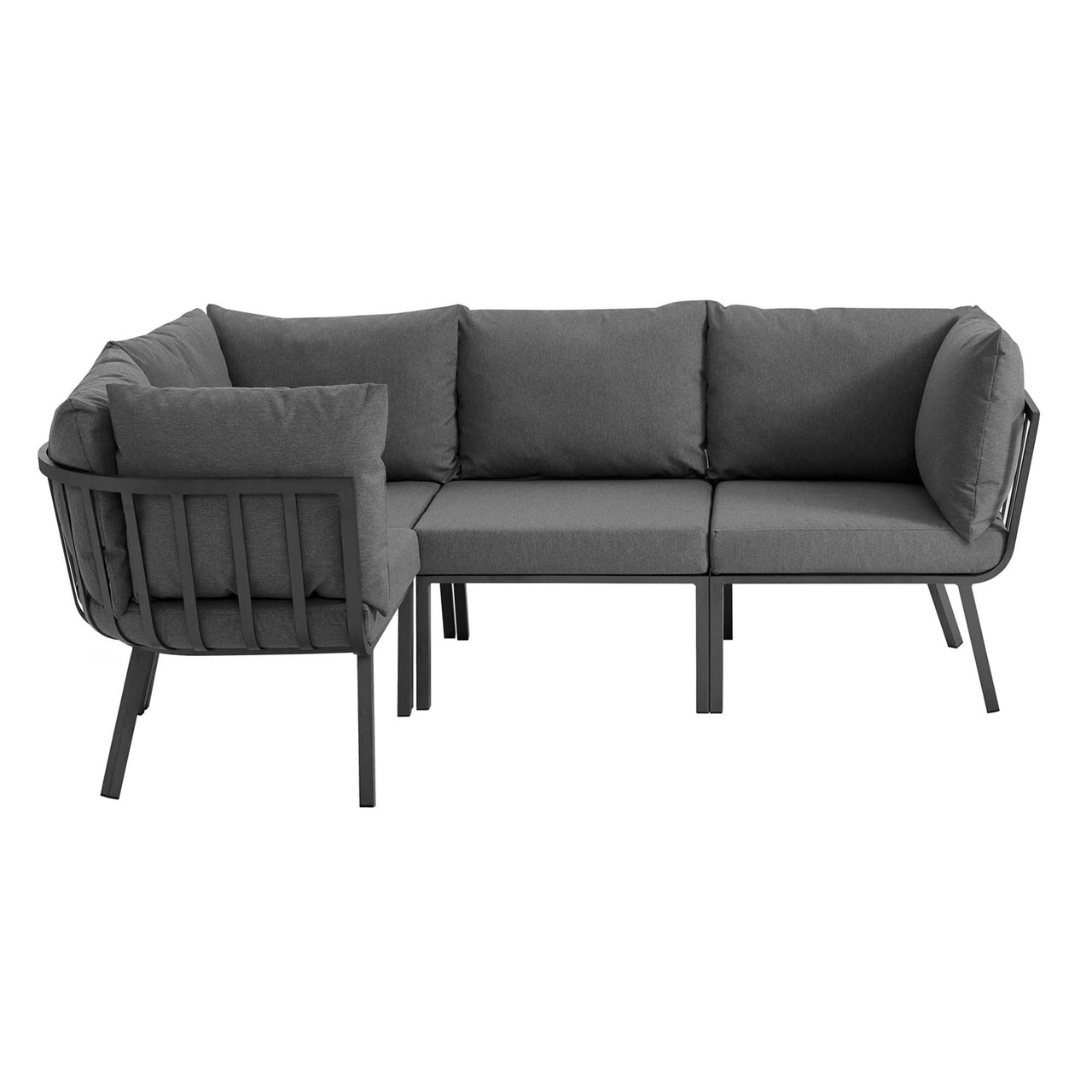 Ocevara 4-Piece Alfresco Sectional, Gray & Charcoal
