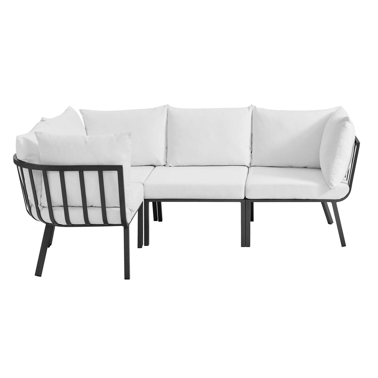 Ocevara 4-Piece Alfresco Sectional, Gray & White