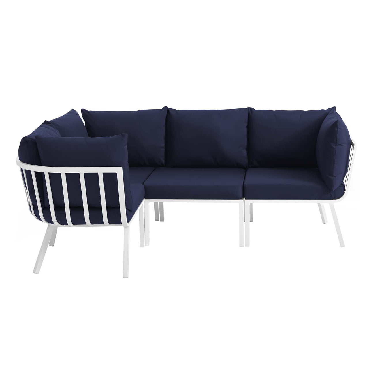 Ocevara 4-Piece Alfresco Sectional, White & Navy