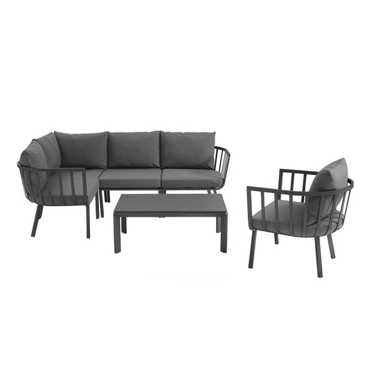 Ocevara 6-Piece Alfresco Lounge Set C, Gray & Charcoal