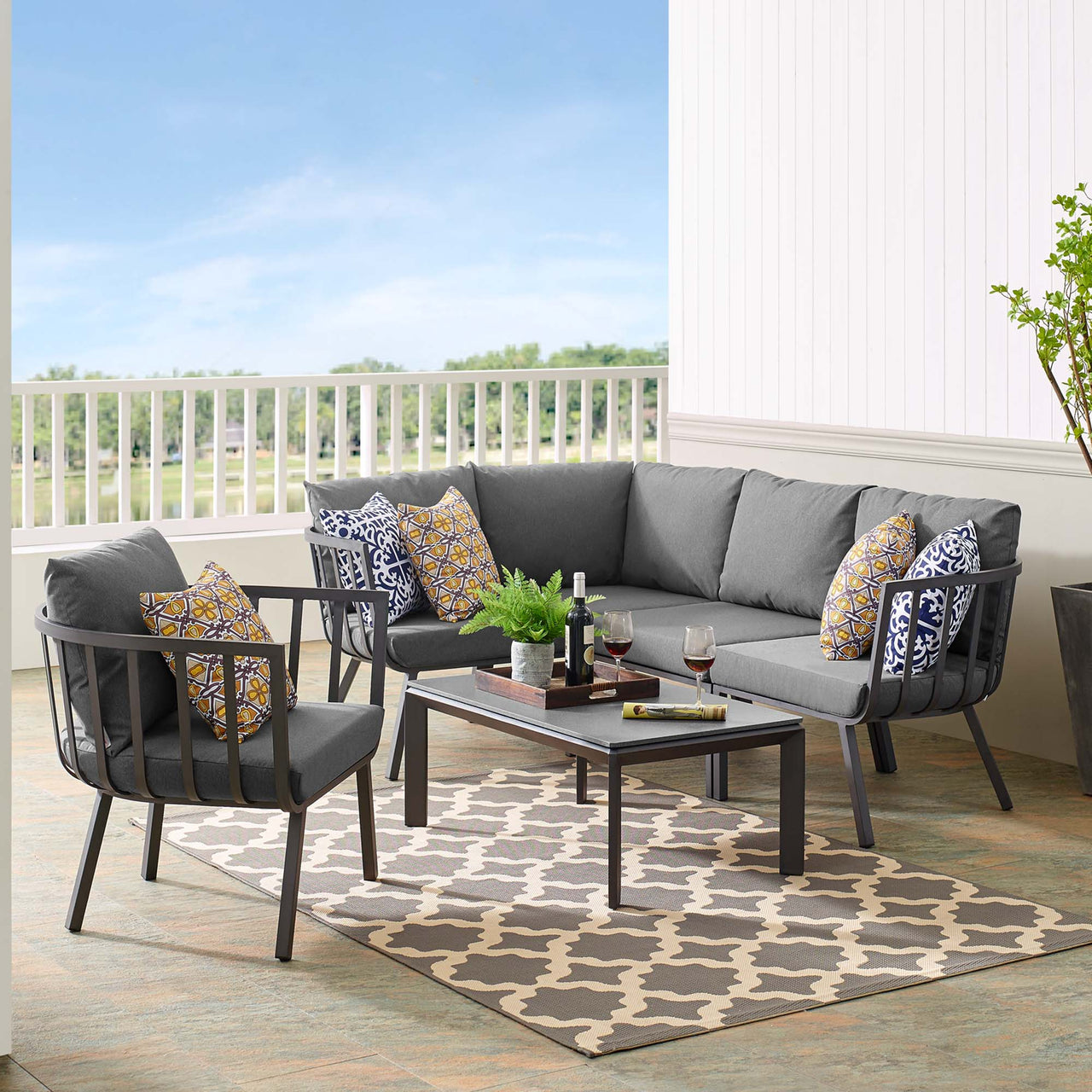 Ocevara 6-Piece Alfresco Lounge Set C, Gray & Charcoal