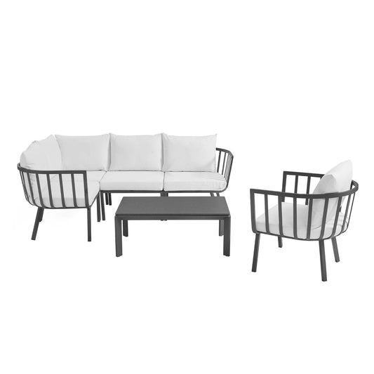 Ocevara 6-Piece Alfresco Lounge Set C, Gray & White
