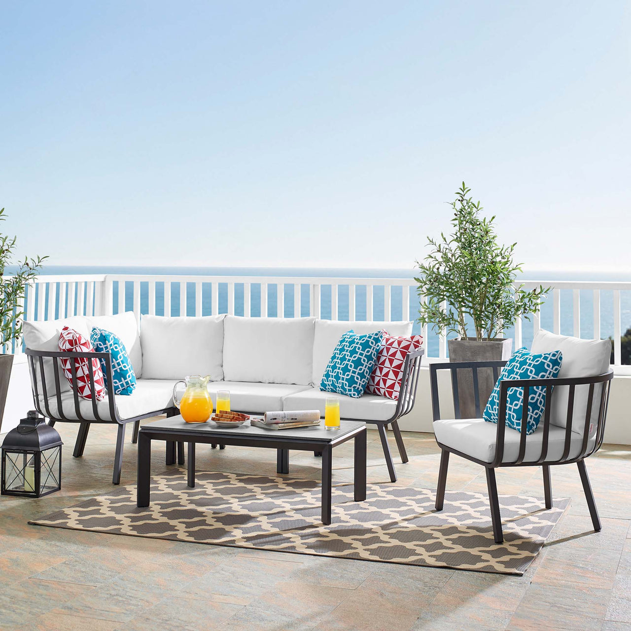 Ocevara 6-Piece Alfresco Lounge Set C, Gray & White