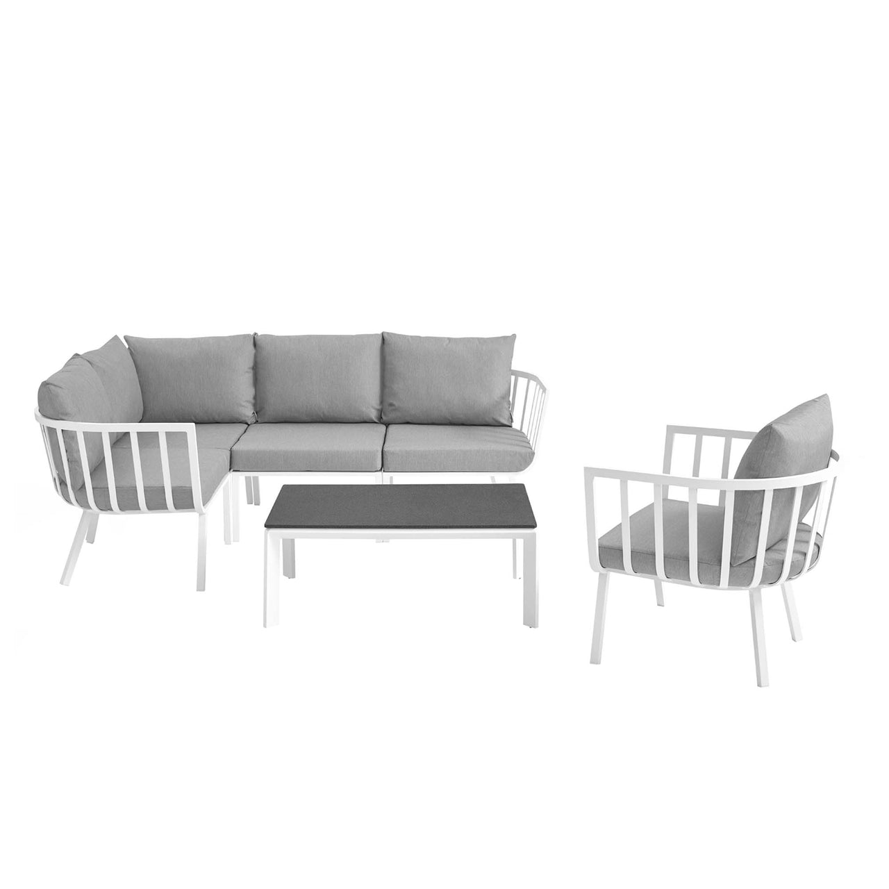 Ocevara 6-Piece Alfresco Lounge Set C, White & Gray