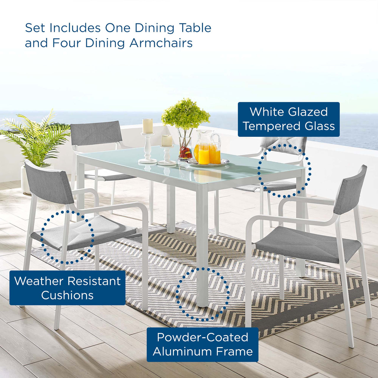 Caelen 5-Piece Alfresco Dining Set, Gray