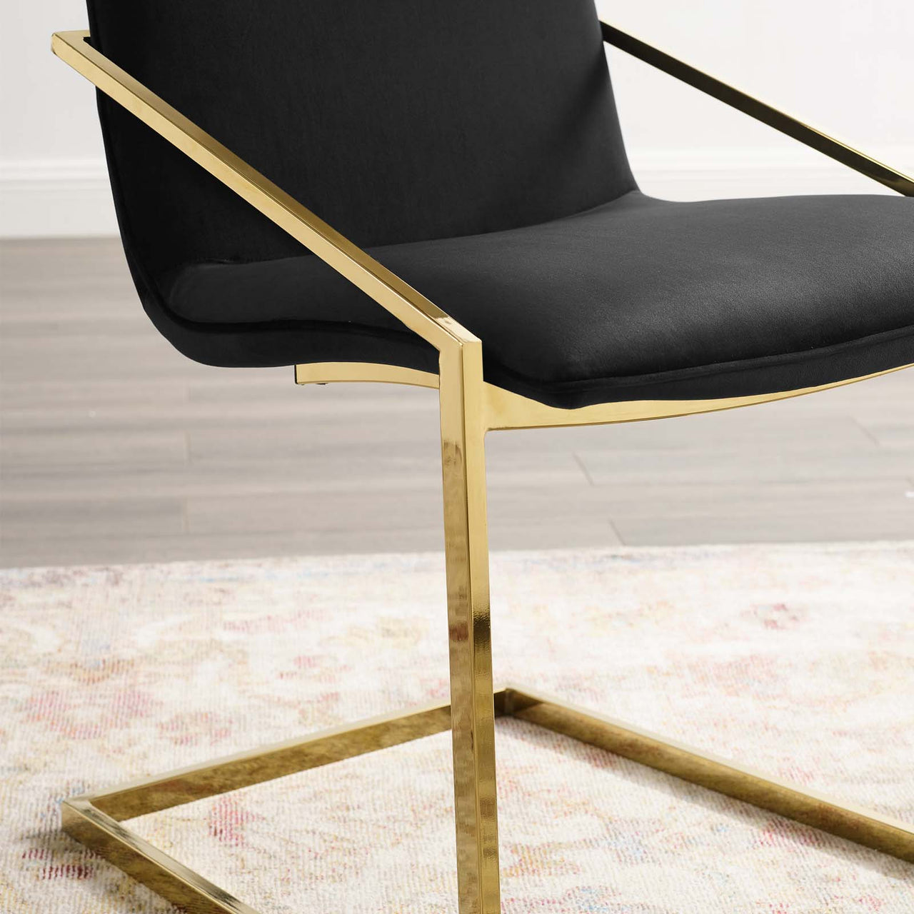 Balance Upholstered Velvet Dining Armchair, Black