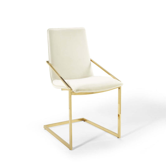 Balance Upholstered Velvet Dining Armchair, Ivory