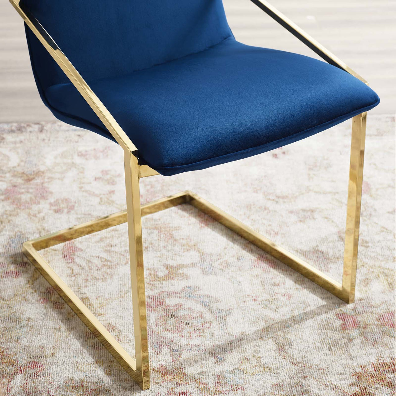 Balance Upholstered Velvet Dining Armchair, Navy