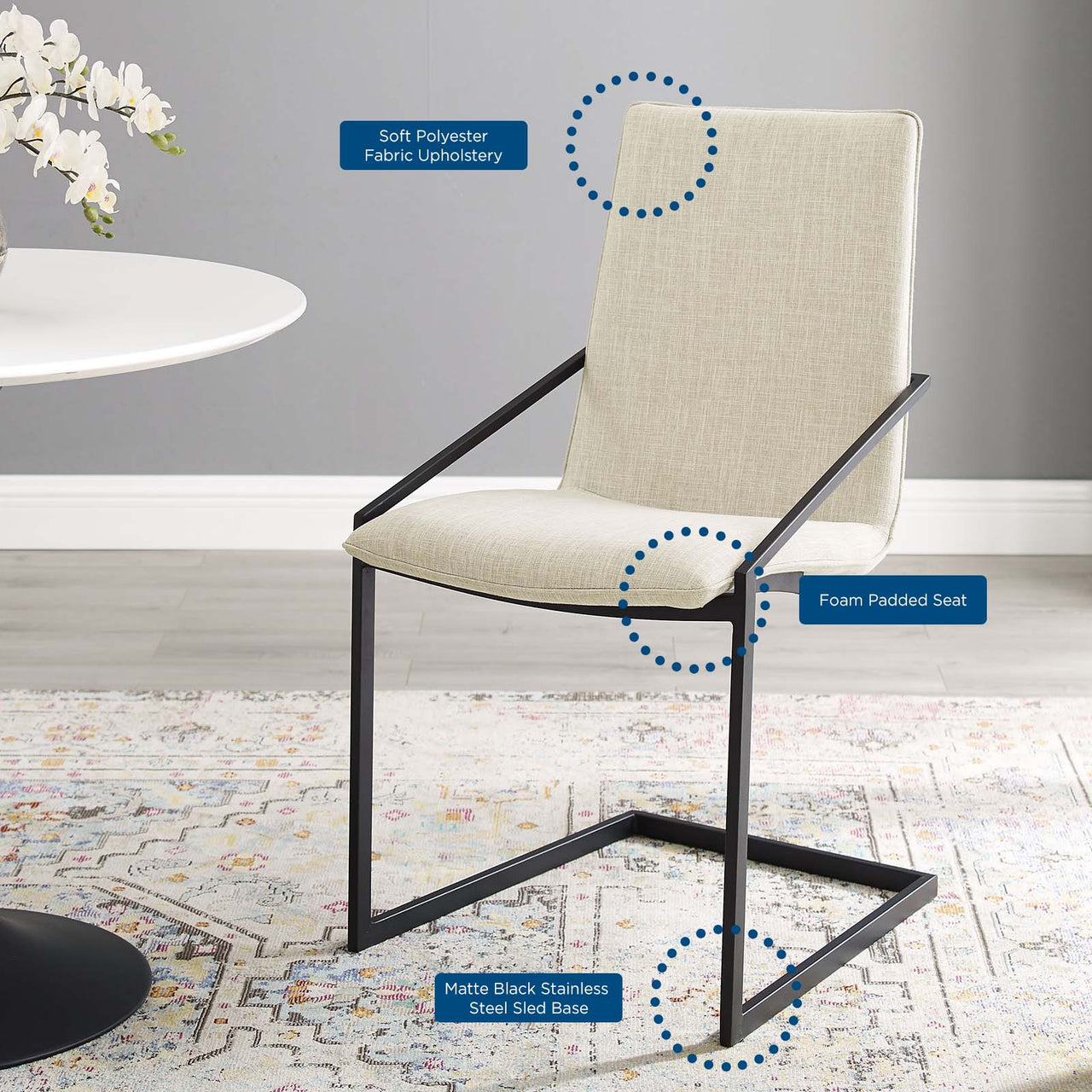 Balance Fabric Dining Armchair, Beige