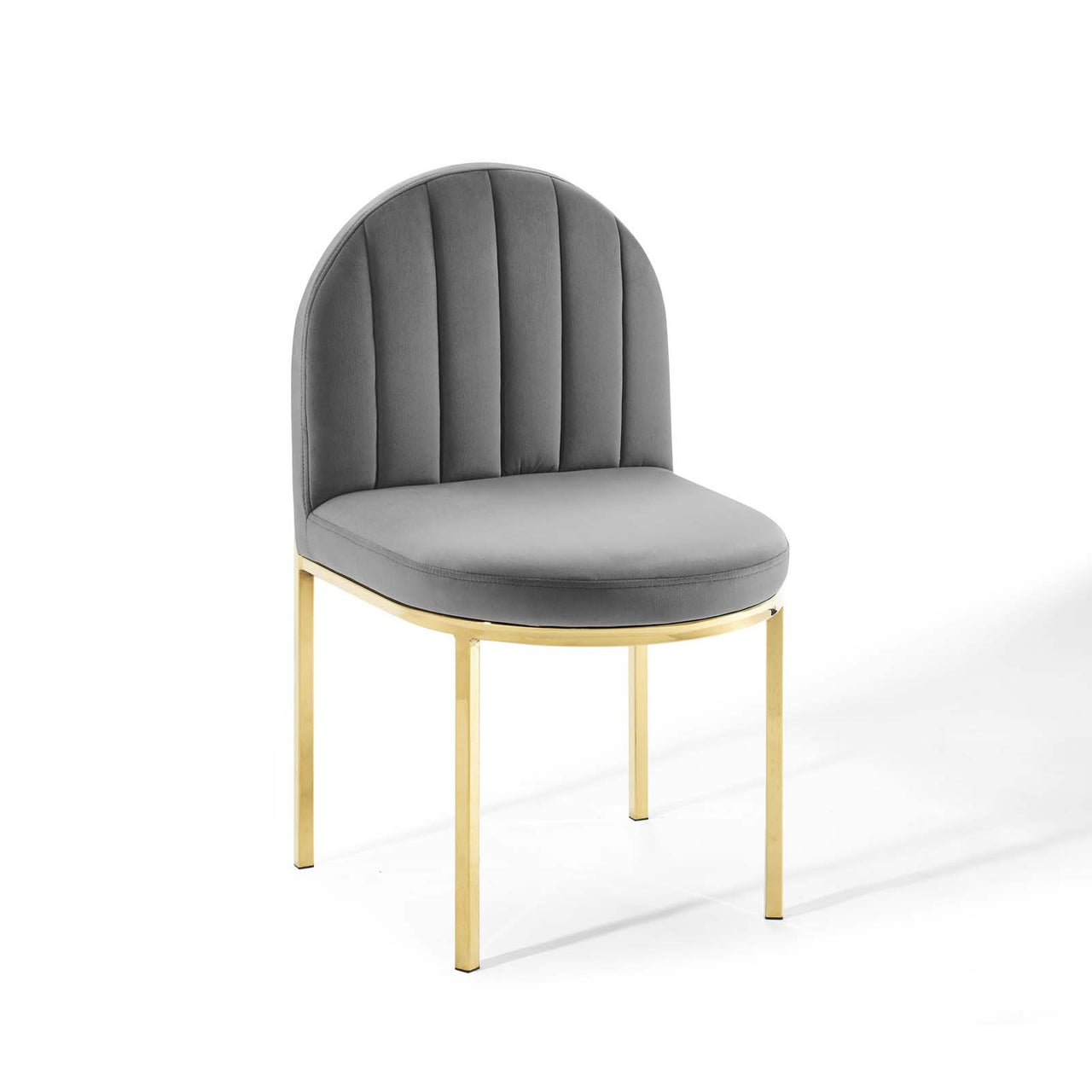 Bivalve Velvet Dining Chair, Gold & Gray