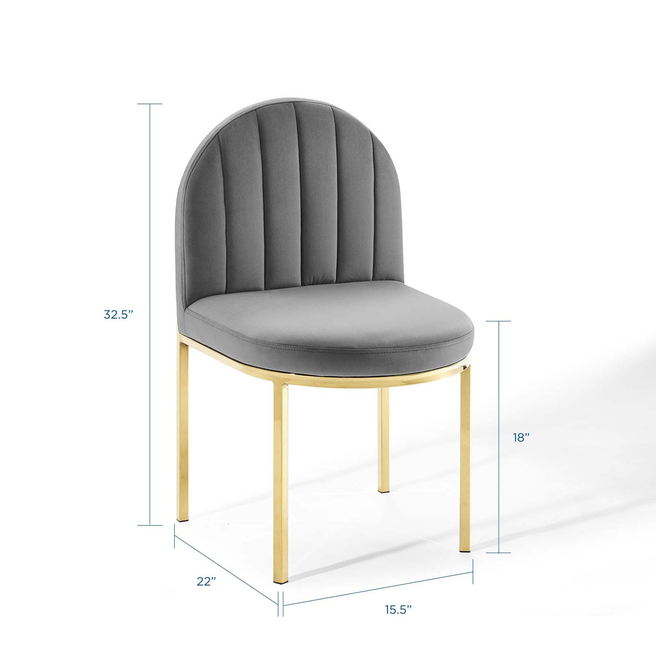 Bivalve Velvet Dining Chair, Gold & Gray