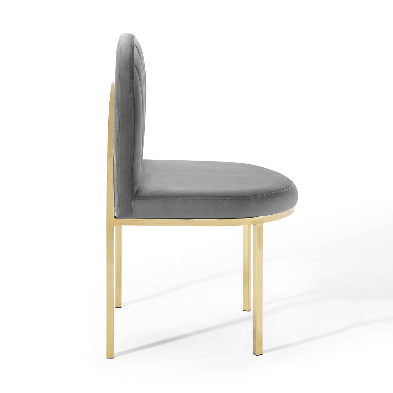 Bivalve Velvet Dining Chair, Gold & Gray