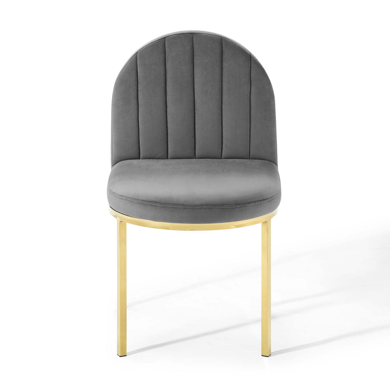 Bivalve Velvet Dining Chair, Gold & Gray