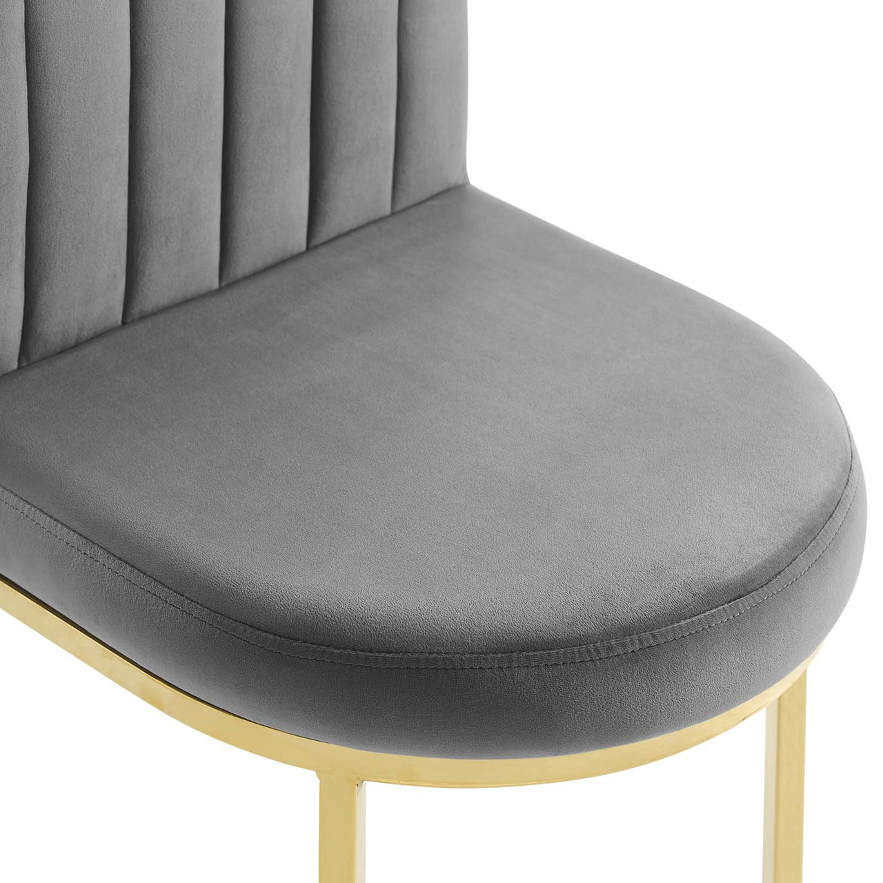 Bivalve Velvet Dining Chair, Gold & Gray