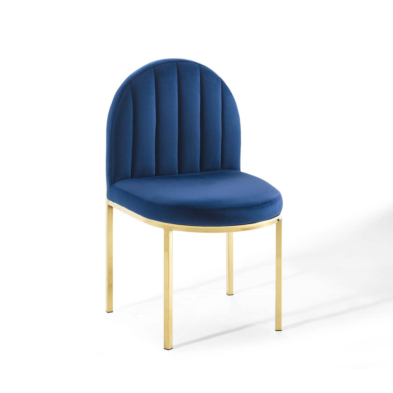 Bivalve Velvet Dining Chair, Gold & Navy