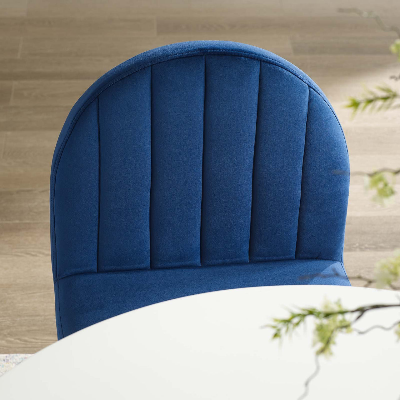 Bivalve Velvet Dining Chair, Gold & Navy