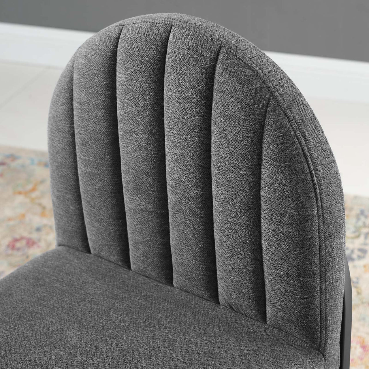 Bivalve Fabric Dining Chair, Black & Charcoal