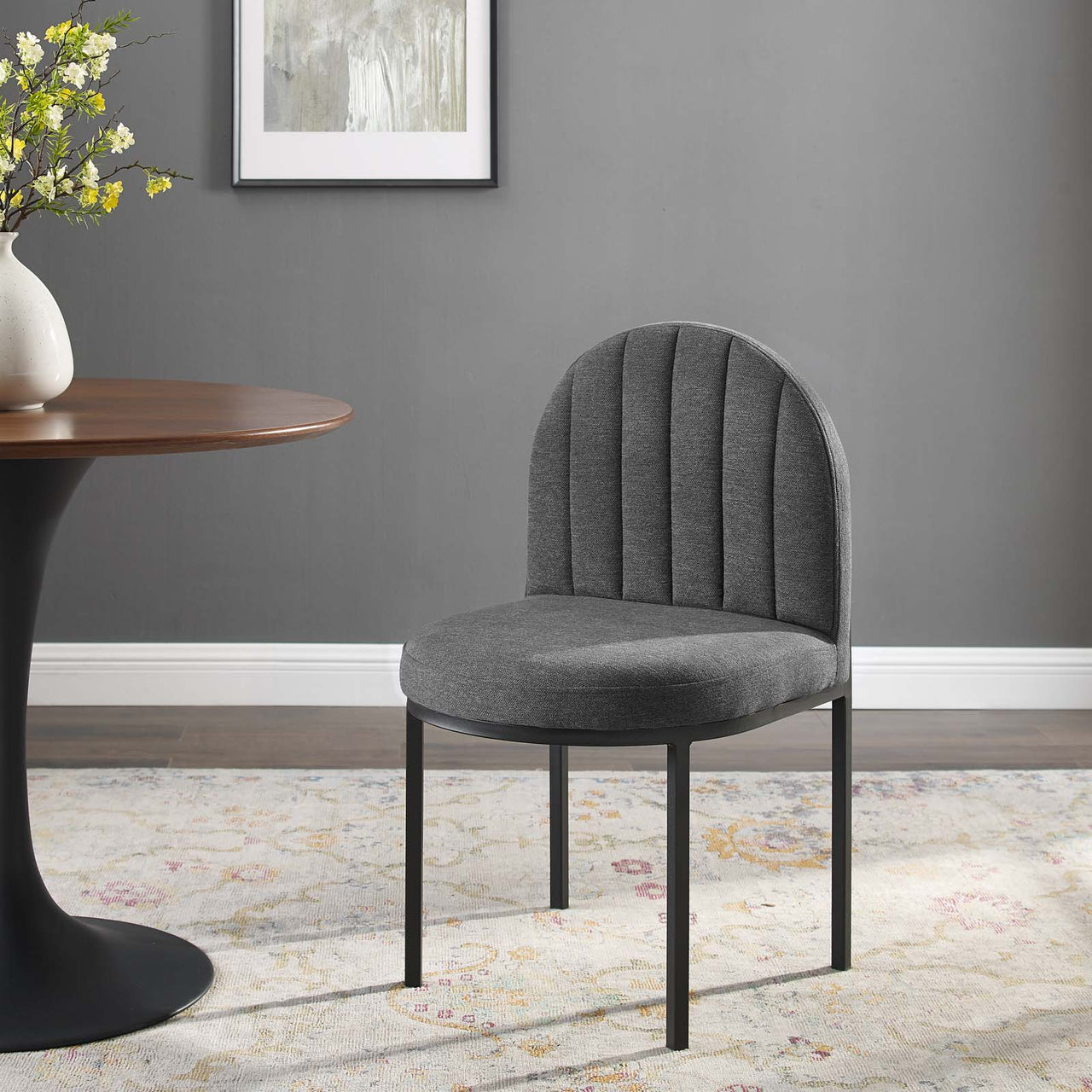 Bivalve Fabric Dining Chair, Black & Charcoal