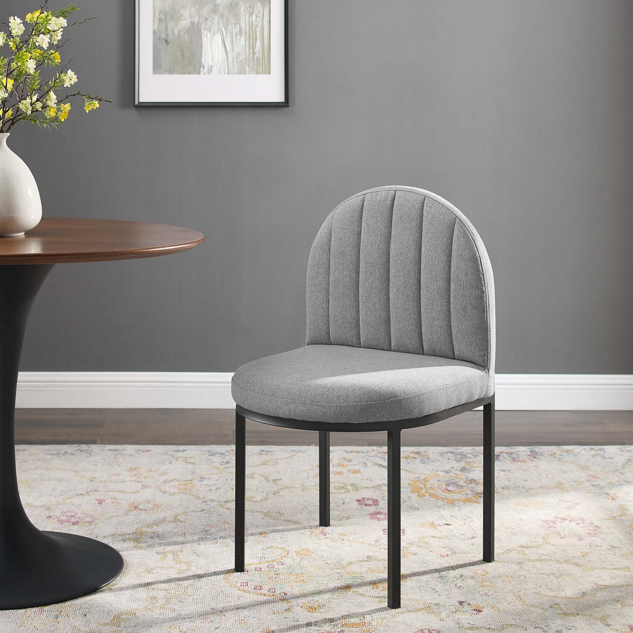 Bivalve Fabric Dining Chair, Black & Light Gray