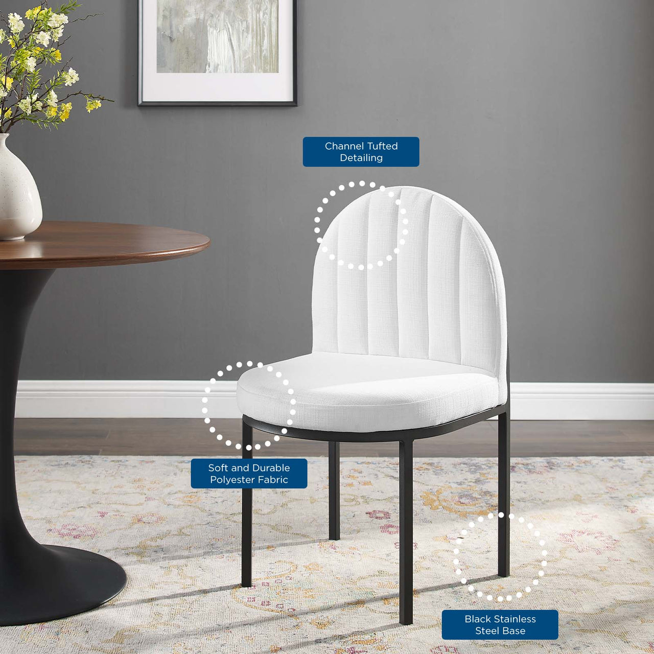 Bivalve Fabric Dining Chair, Black & White