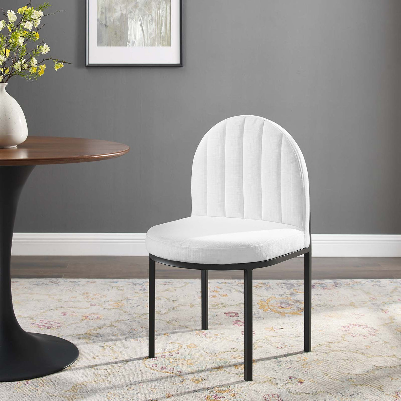 Bivalve Fabric Dining Chair, Black & White