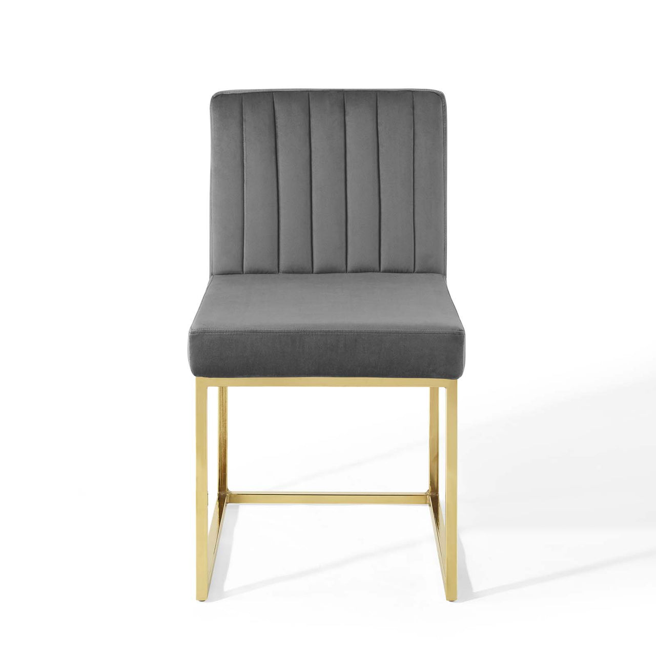 Empress Velvet Side Chair, Gold & Charcoal