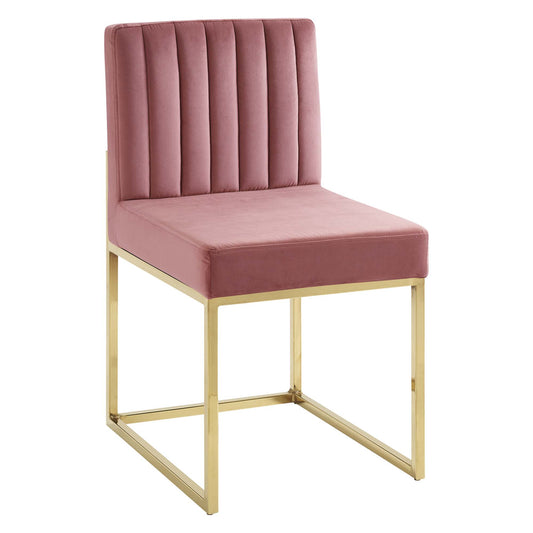 Empress Velvet Side Chair, Gold & Dusty Rose