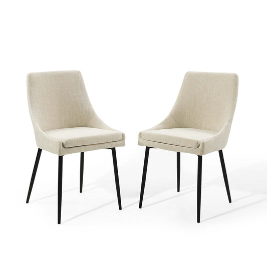 Viremont Fabric Dining Chair Set of 2, Black & Beige
