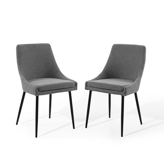 Viremont Fabric Dining Chair Set of 2, Black & Charcoal