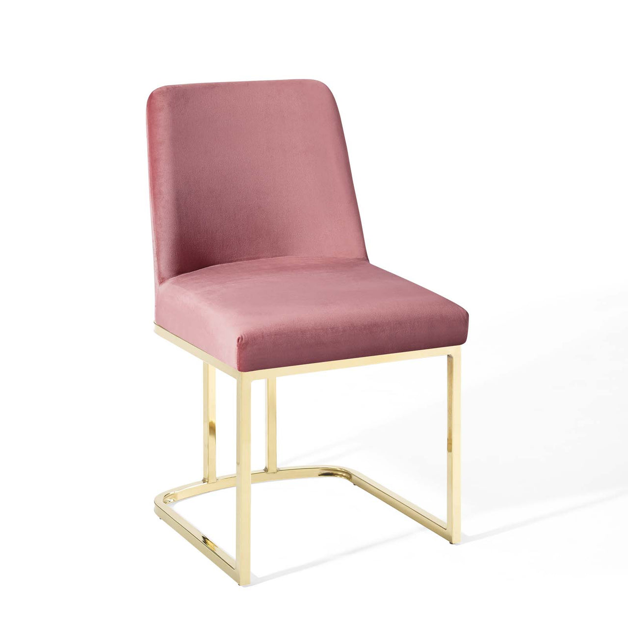 Auralis Velvet Dining Chair, Gold & Dusty Rose