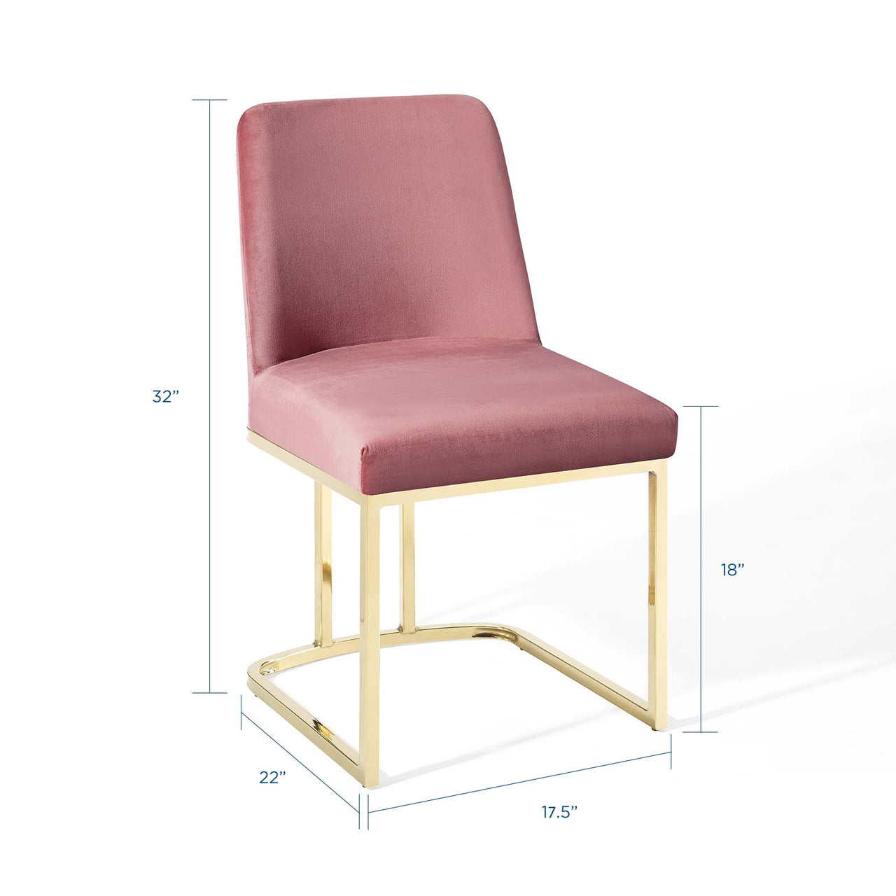 Auralis Velvet Dining Chair, Gold & Dusty Rose
