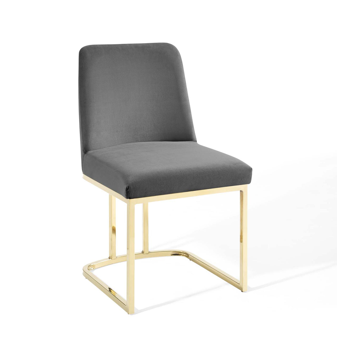 Auralis Velvet Dining Chair, Gold & Gray