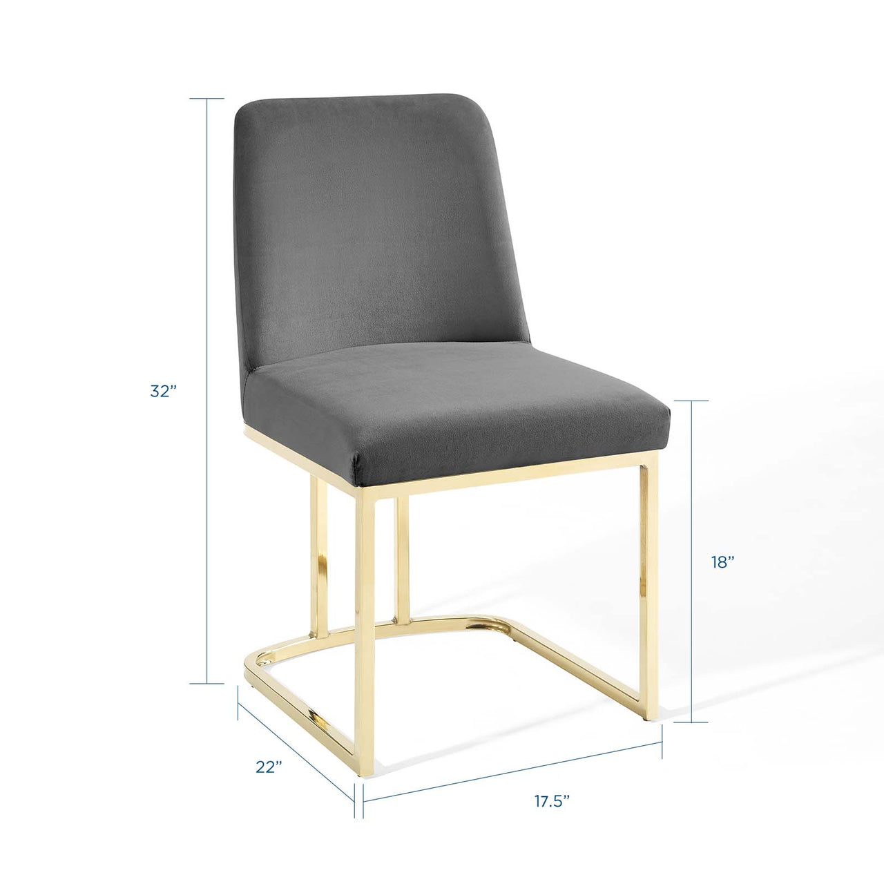 Auralis Velvet Dining Chair, Gold & Gray