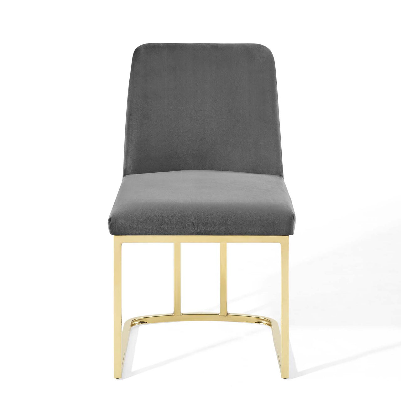 Auralis Velvet Dining Chair, Gold & Gray