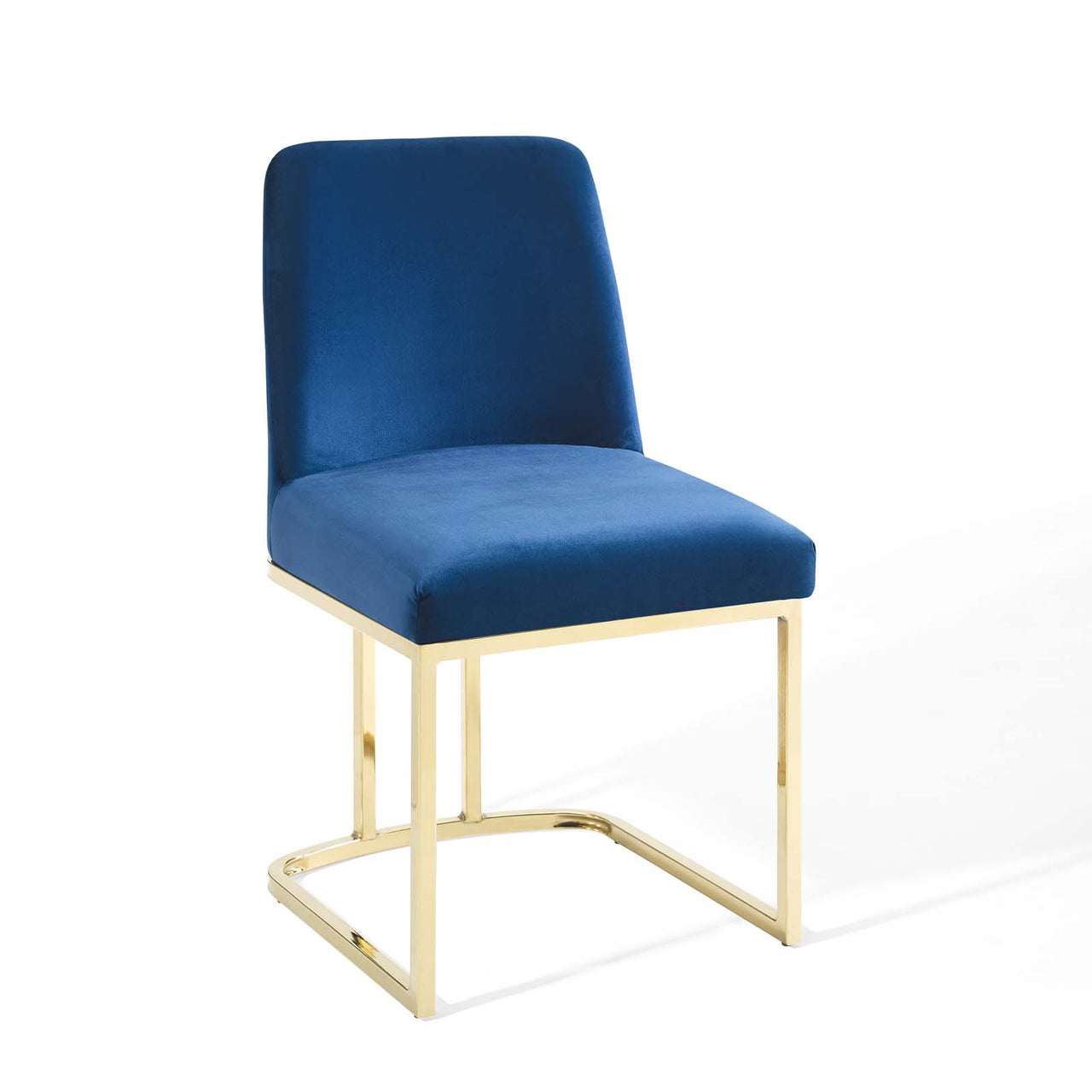 Auralis Velvet Dining Chair, Gold & Navy