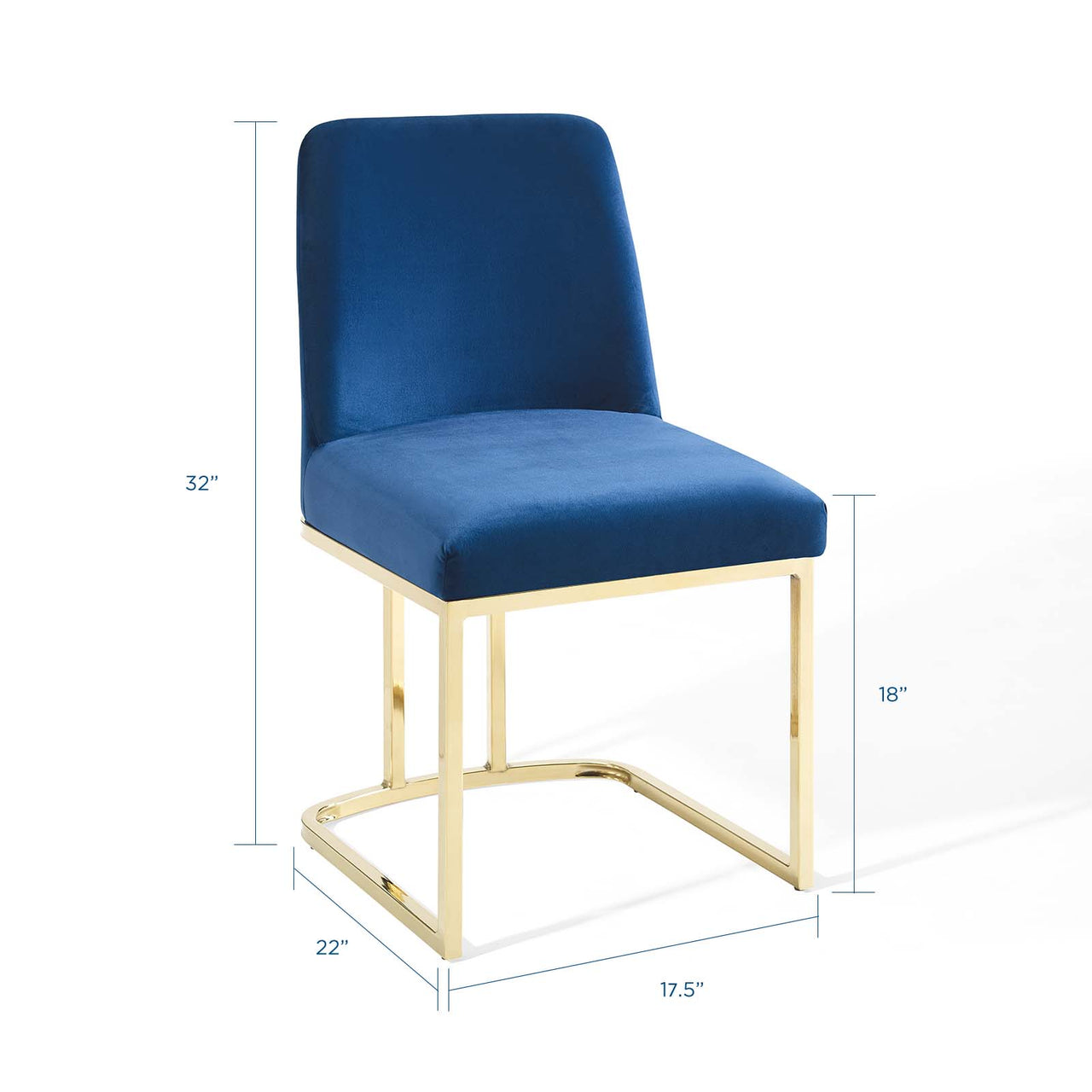 Auralis Velvet Dining Chair, Gold & Navy