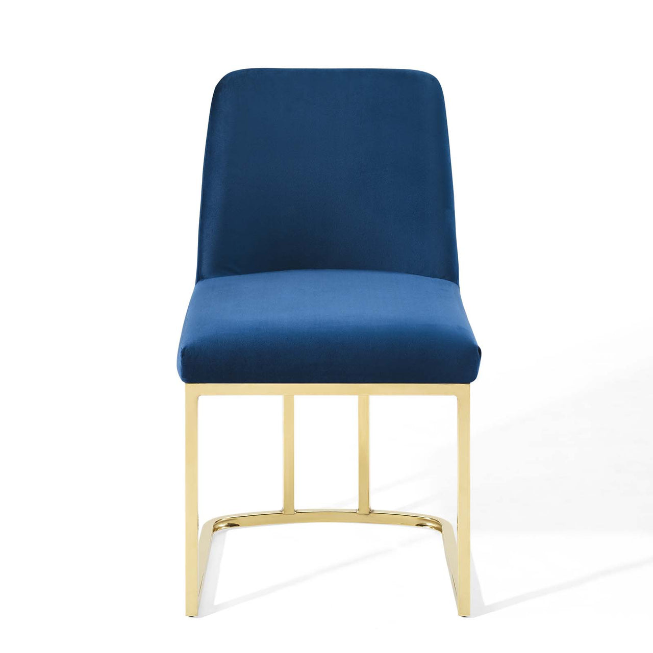 Auralis Velvet Dining Chair, Gold & Navy